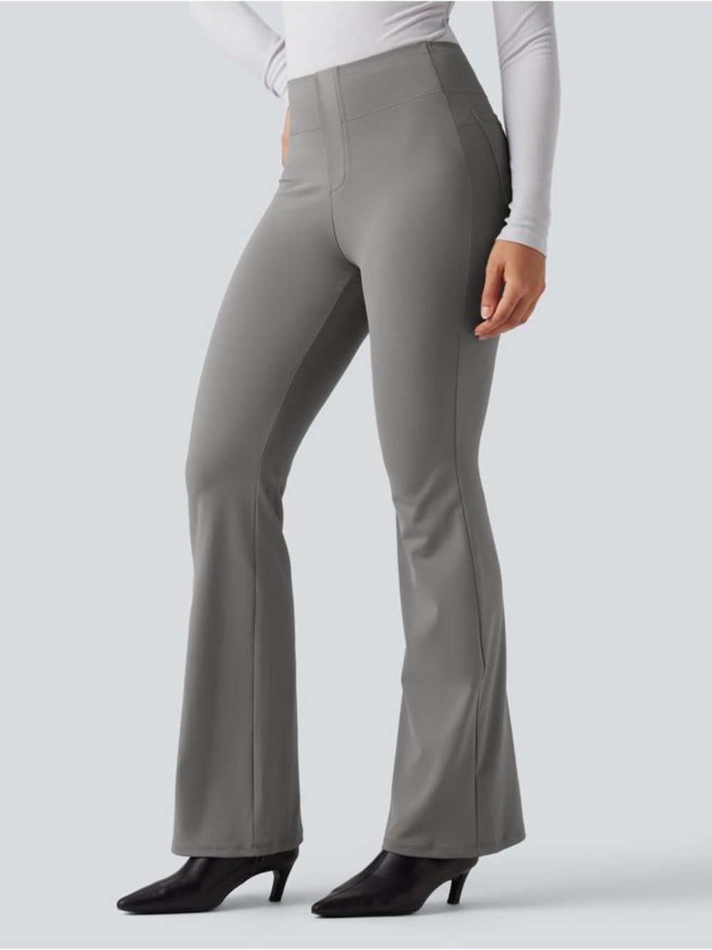 HALARA High Waisted Tummy Control Bootcut Work Pant Size L Grey NWT